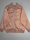 GU Blush Pink Satin Bomber Jacket  Oversized Nylon Zip-Up,  Reversible (S)