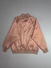 GU Blush Pink Satin Bomber Jacket  Oversized Nylon Zip-Up,  Reversible (S)