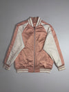 GU Blush Pink Satin Bomber Jacket  Oversized Nylon Zip-Up,  Reversible (S)