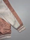 GU Blush Pink Satin Bomber Jacket  Oversized Nylon Zip-Up,  Reversible (S)