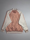 GU Blush Pink Satin Bomber Jacket  Oversized Nylon Zip-Up,  Reversible (S)