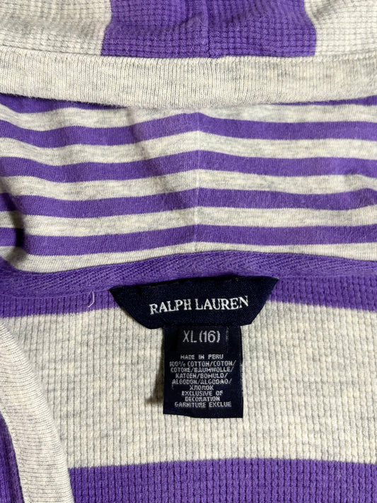 Polo Ralph Lauren Purple Striped Hoodie  Waffle Knit Pullover Hoodie Women’s (S)