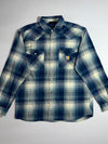 Carhartt Blue Plaid Flannel Western Shirt  Snap-Button Relaxed Fit, (XL)