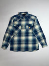 Carhartt Blue Plaid Flannel Western Shirt  Snap-Button Relaxed Fit, (XL)