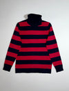 Tommy Hilfiger Navy & Red Striped Turtleneck Sweater Knit Pullover, (M)