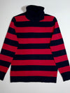 Tommy Hilfiger Navy & Red Striped Turtleneck Sweater Knit Pullover, (M)