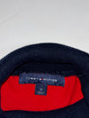 Tommy Hilfiger Navy & Red Striped Turtleneck Sweater Knit Pullover, (M)