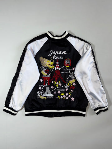 Snipers Reversible Sukajan Bomber Jacket – Tokyo Embroidered, Black/Silver (S)