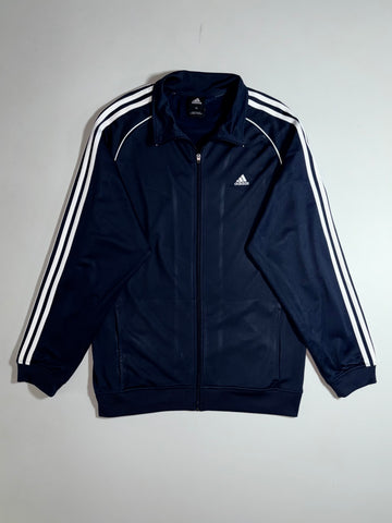 Adidas Navy Blue 3-Stripe Track Jacket – Full Zip, (XL)