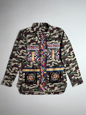 ONLY Camo Utility Jacket with Aztec Embroidered Pocket Patches – Women’s (S)