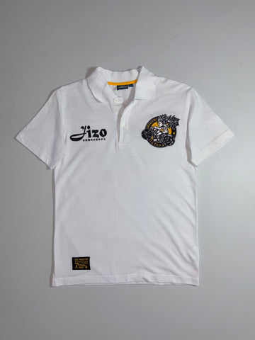 Jizo Bosatsu Graphic Embroidered Polo – White, (XS)