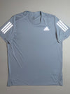 Adidas Grey Reflective 3-Stripe Running T-Shirt (XL)