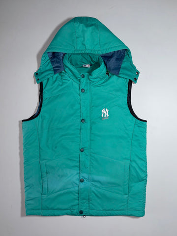 New York Yankees MLB Teal Hooded Puffer Vest (L)