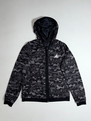 Adidas Black & Grey Camo Hooded Zip-Up Jacket Reversible (S)