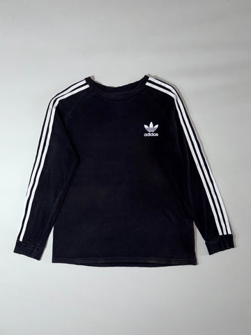 Adidas Originals 3-Stripes Black Long Sleeve Tee  Trefoil Logo (M)
