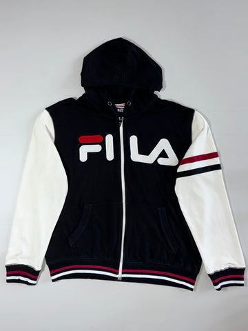 Fila Colorblock Zip-Up Hoodie – Black/White (2XL)