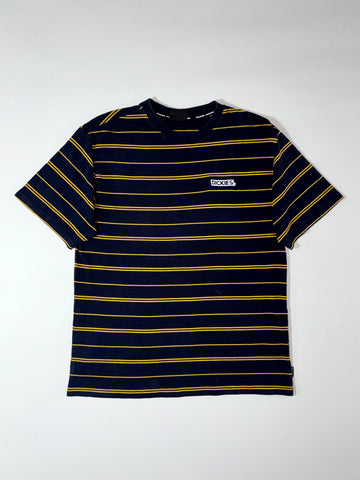 Dickies Navy Striped Tee  Yellow Pinstripe, Chest Logo (L)