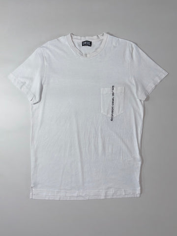 Diesel White Pocket Tee — Logo Print Detail (L)