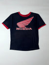 Honda Racing Black Ringer Tee  Red Wing Logo Graphic (L)