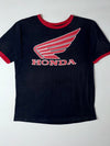 Honda Racing Black Ringer Tee  Red Wing Logo Graphic (L)