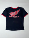 Honda Racing Black Ringer Tee  Red Wing Logo Graphic (L)