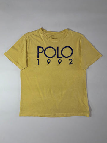 Polo Ralph Lauren Yellow Tee — “POLO 1992” Graphic Print (S)