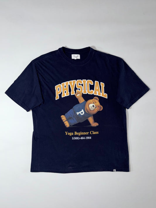 Physical Navy Graphic Tee “Yoga Beginner Class” Bear Print (2XL)