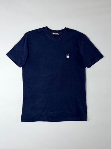 Buckaroo Navy Tee — Wolf Head Embroidered Patch (M)