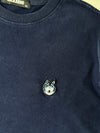 Buckaroo Navy Tee — Wolf Head Embroidered Patch (M)