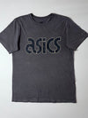 Asics Grey Vintage Tee  Retro Stitched Logo Print (M)