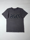 Asics Grey Vintage Tee  Retro Stitched Logo Print (M)