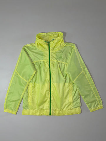 Adidas Neon Yellow Windbreaker Jacket – Green Zip, Hooded, (S)