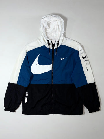 Nike Swoosh Colorblock Hooded Windbreaker – Navy/White/Black (XL)