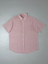 Lacoste Red & White Striped Seersucker Half Sleeve Shirt (XL)