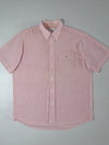Lacoste Red & White Striped Seersucker Half Sleeve Shirt (XL)