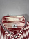 Lacoste Red & White Striped Seersucker Half Sleeve Shirt (XL)
