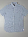 Tommy Hilfiger Slim Fit Blue Micro-Check Short Sleeve Shirt (S)