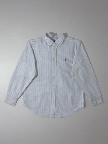 Ralph Lauren Blue & White Striped Oxford Button-Down Shirt (XS)