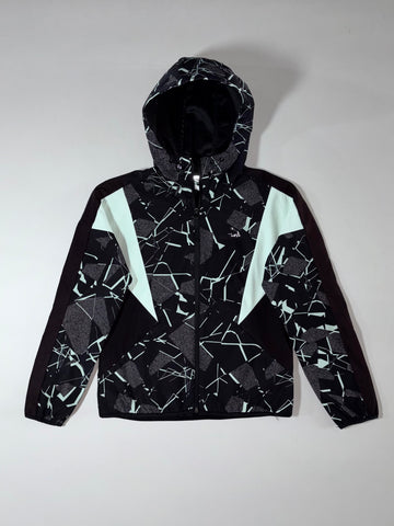 Puma Black Abstract Graphic Full-Zip Hooded Windbreaker Jacket (S)