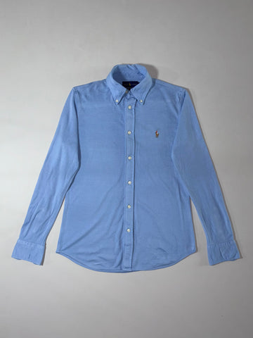 Ralph Lauren Knit Oxford Sky Blue Long Sleeve Button-Down Shirt (S)