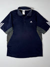 Adidas Navy Blue & Grey 3-Stripes Performance Polo Shirt (XL)
