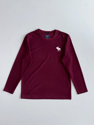 Abercrombie & Fitch Muscle Fit Long Sleeve Tee Maroon (M)