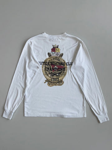 Nautica Crest Logo Pocket Long Sleeve Tee White Small (M)