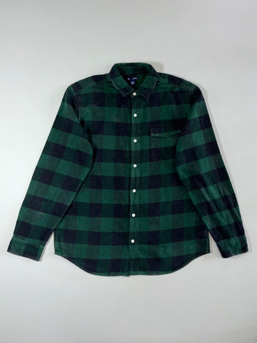Gap Green & Black Buffalo Check Flannel Shirt (L)