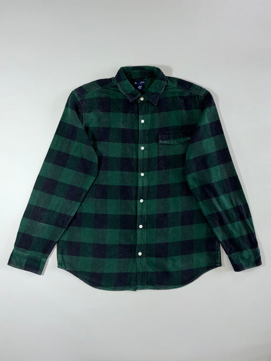Gap Green & Black Buffalo Check Flannel Shirt (L)