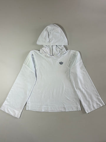 Adidas Originals White Cropped Hooded Long Sleeve Top Women’s (M)