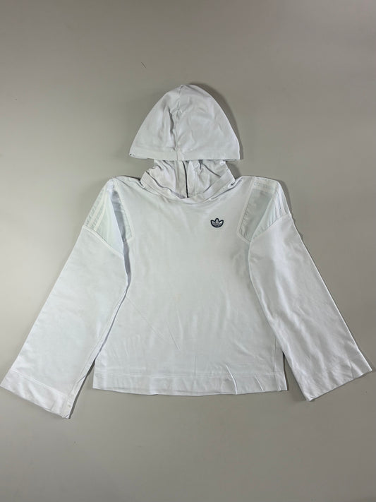 Adidas Originals White Cropped Hooded Long Sleeve Top Women’s (M)