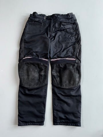 Hein Gericke Leather Panel Motorcycle Pants Black knee padded (L:41 W:38)