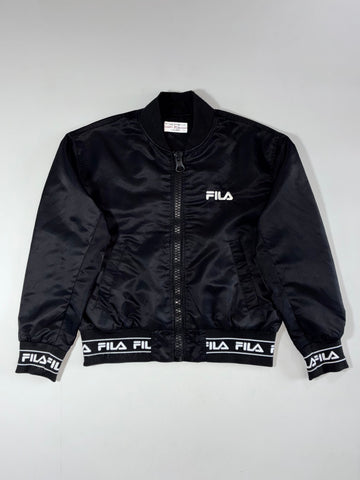 Fila Black Satin Bomber Jacket with Logo Taping Women’s (S)