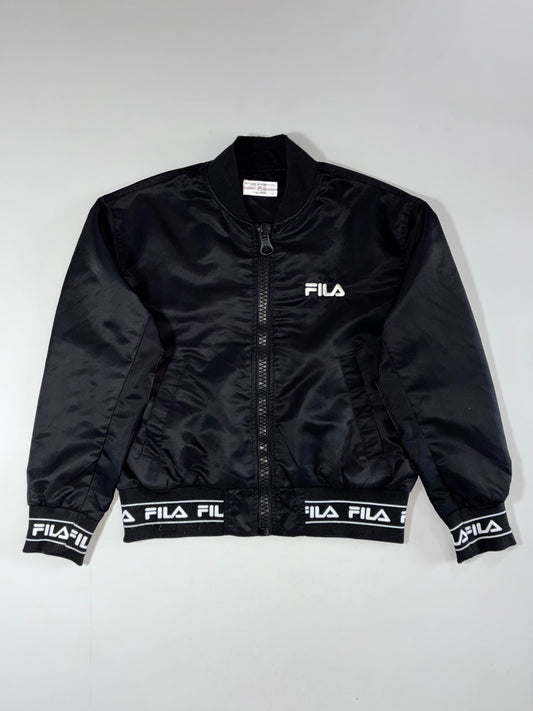 Fila Black Satin Bomber Jacket with Logo Taping Women’s (S)